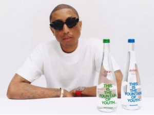 Pharrell Williams em parceria com a Evian em campanha da collab “Fountain of Youth”